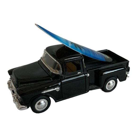 1955 Chevy Stepside Black Die-Cast Pickup Truck Surfboard SS 5602 Model Car Rare - Picture 2 of 4